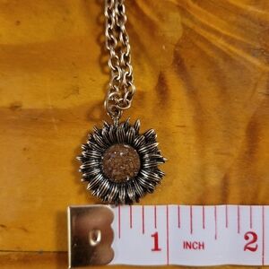 gold tone sunflower charm necklace
